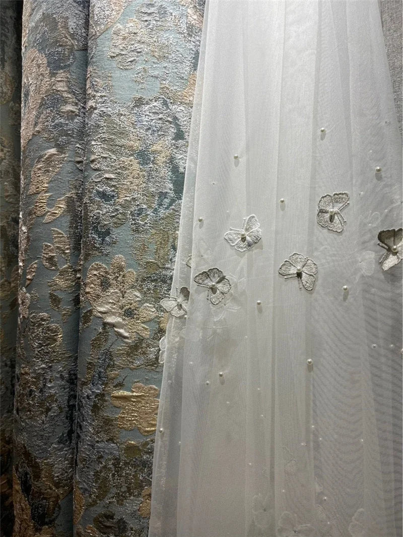 Curtains for Living Room Bedroom Windows High Quality Custom Kitchen Curtains European Top 3D Embossed Stereo Jacquard Blackout