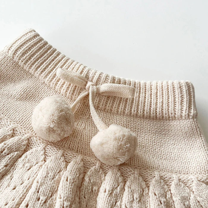 2025 New Autumn 0-3Yrs Children Clothes Suit Long Sleeved Knitted Pullover Sweater+PP Shorts Toddler Baby Girl Clothes Set