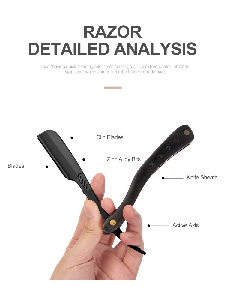 Rasoir à cheveux Pliant Lames remplaçables Couteau de rasage Acier inoxydable
