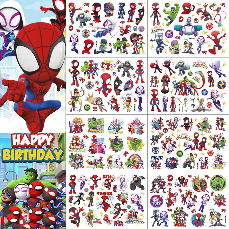 Anime Spider Stickers Kawaii Spiderman DIY Tattoo Stickers Cartoon Tattoo Stickers Decoration Children Gifts
