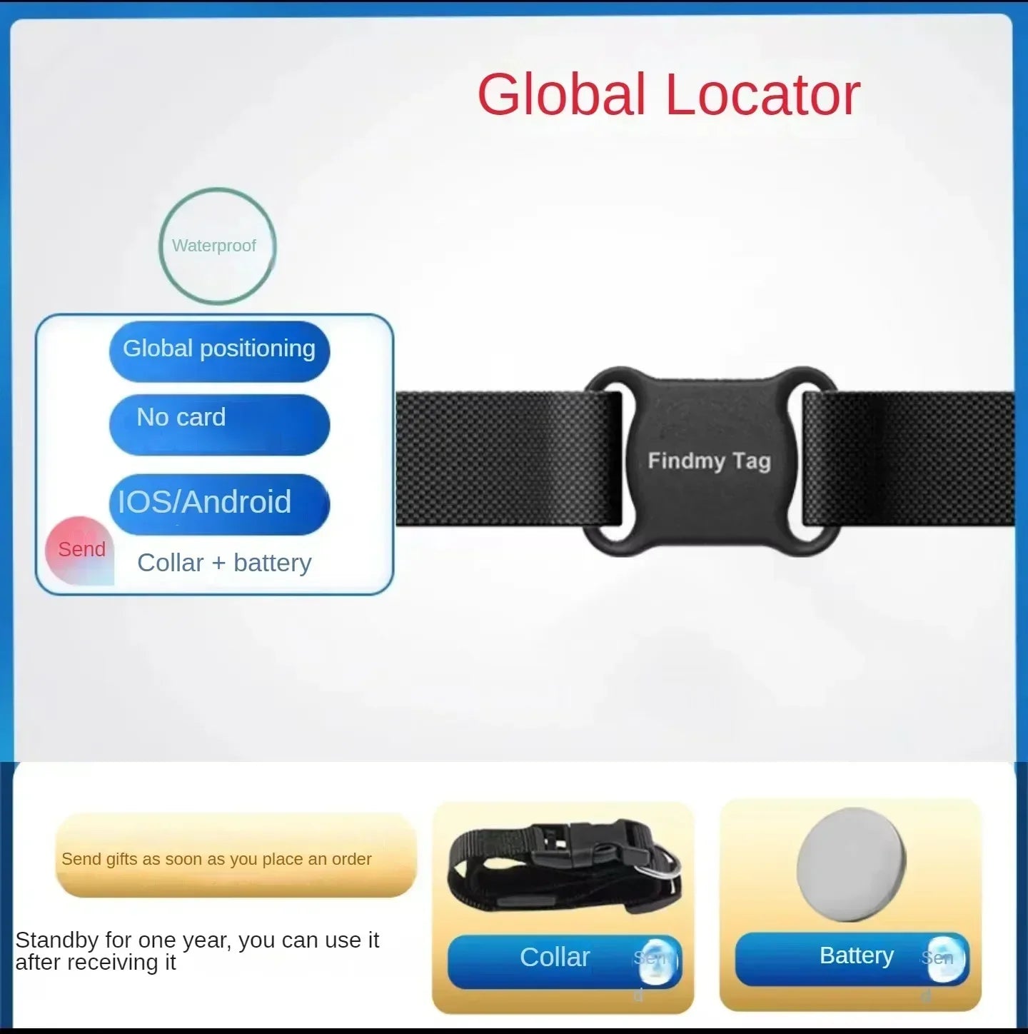 Waterproof Locator Mini GPS Tracker Blue-tooth Wireless Cat and Dog Tracker Smart Animal Finder Pet Positioning Tracker