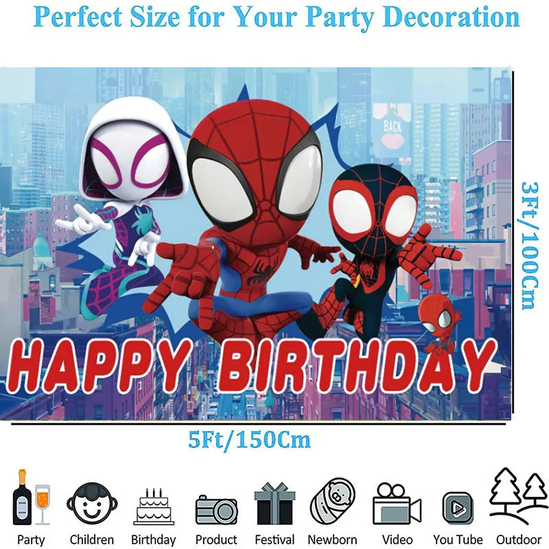 Spidey And His Amazing Friends Photography Backgrounds Vinyl Cloth Photo Shootings Backdrops For Kid Birthday Party Photo Studio