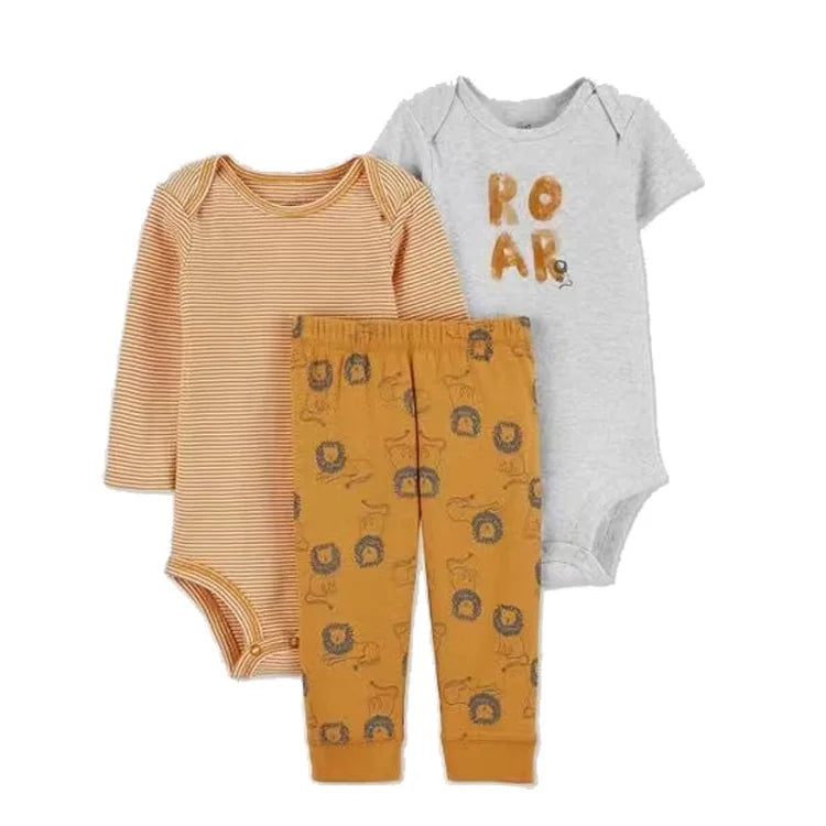3Pcs Baby Clothes Set Cartoon Bodysuits Pp Pant Fashion Newborn Cotton Jumpsuit Pants Kids Toddler Rompers Clothing 6-24M