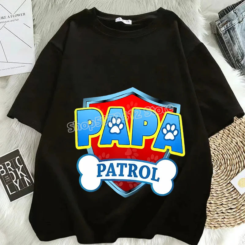 Paw Patrol T Shirts Mom Dad Cotton Tee Summer Short Sleeve Men Women Family Matching Clothes PAPA MAMA Birthday Party Funny Gift