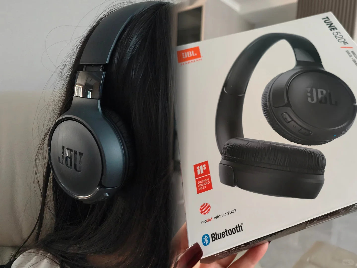 JBL Tune 520BT On-Ear Bluetooth Headphones - 57H Battery, Bluetooth 5.3, JBL Pure Bass, Lightweight, Foldable & Comfortable for