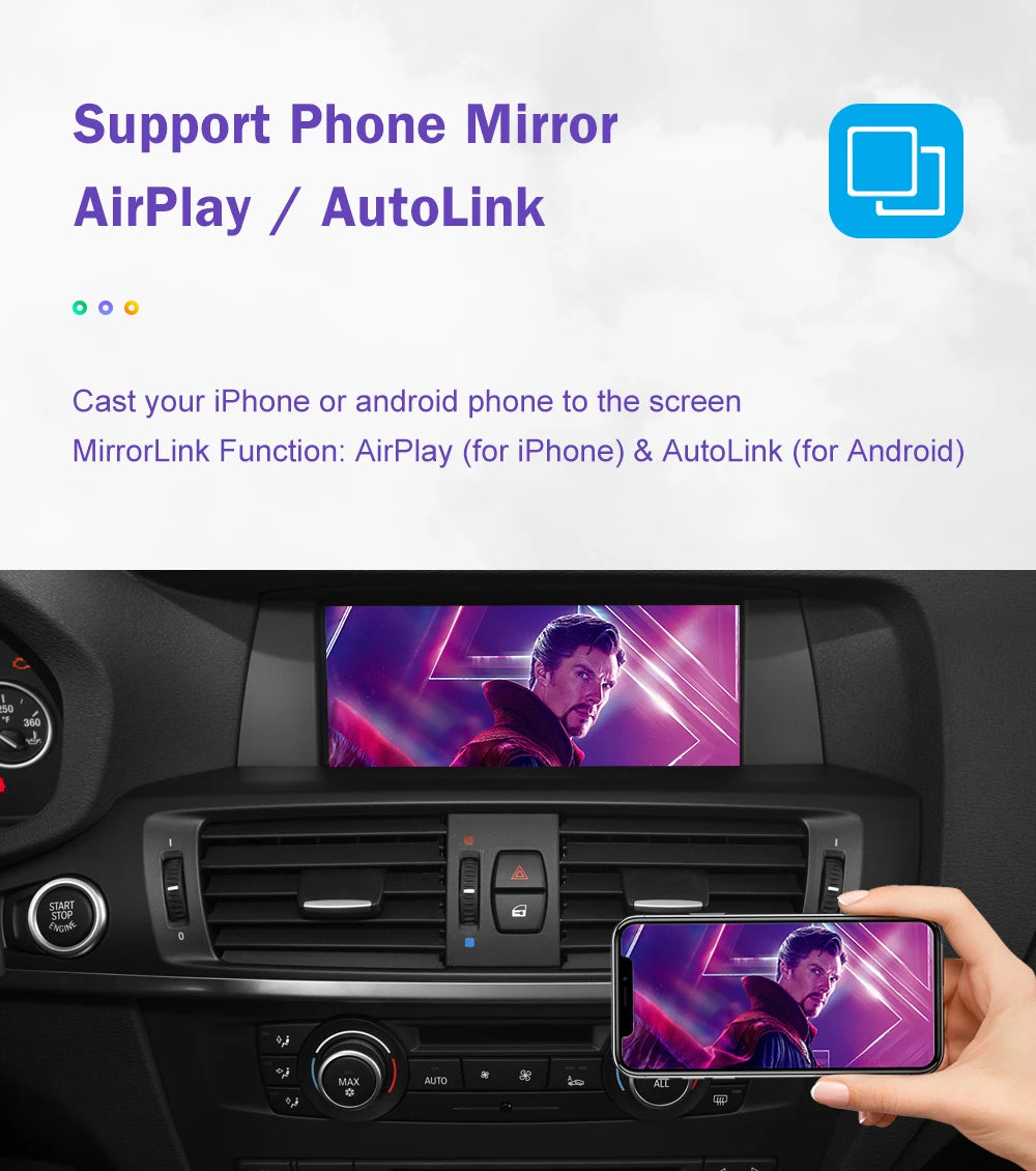 Road Top Wireless CarPlay for BMW X3 F25 G01 X4 F26 CIC,NBT,EVO System 2011-2020, with Android Mirror Link AirPlay Carplay Kits