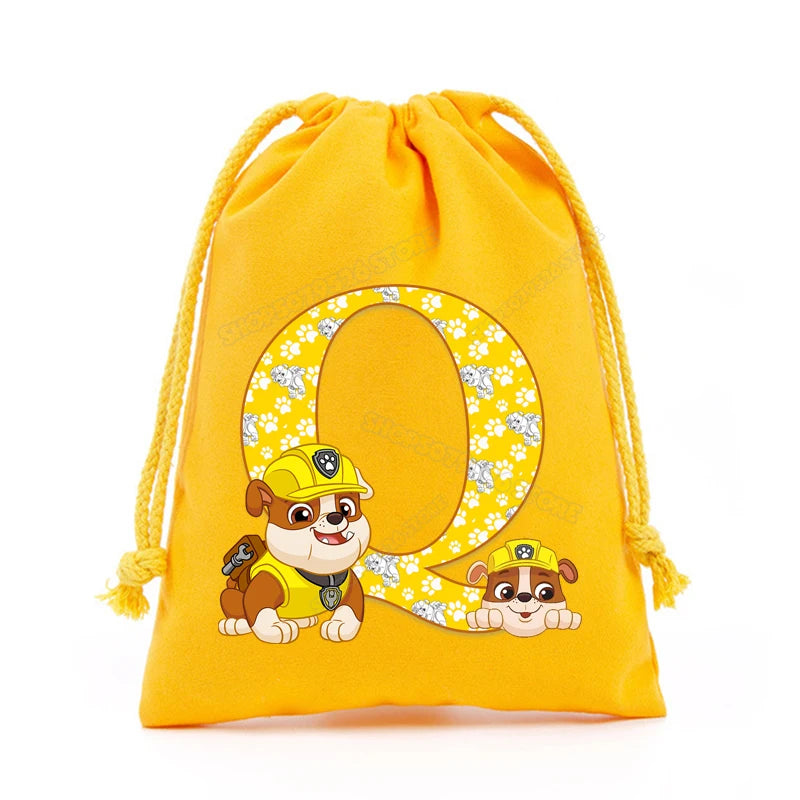 Paw Patrols Drawstring Storage Bag Rubble A-Z Letter Candy Gift Package Cartoon Key Pouch  Earphone Data Cable Dustproof Sacks
