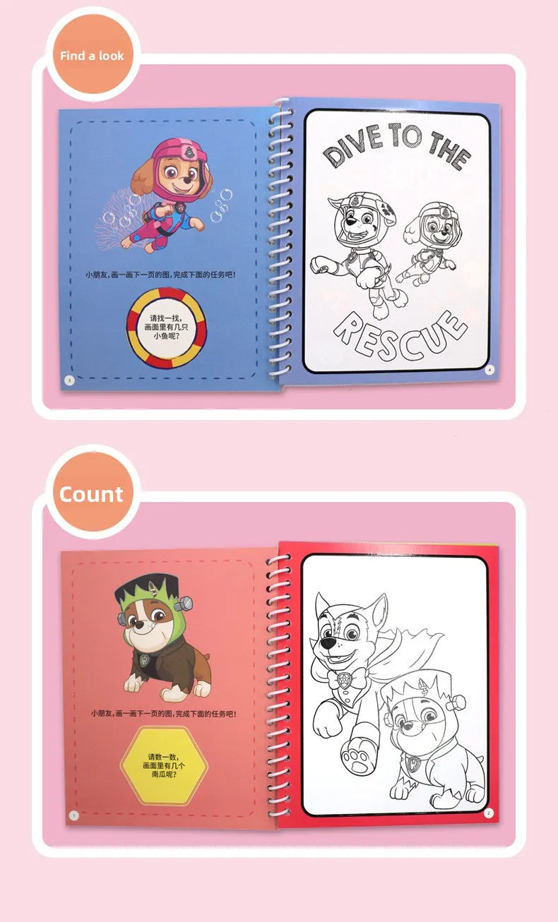 Paw Patrol Chase Reusable Coloring Book Magic Water Painting Books Sensory Children Early Education Toys Water Drawing Book Toy
