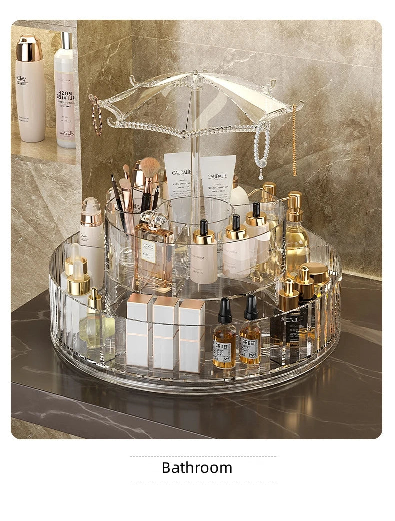 New Rotatable Cosmetic Organizer Storage Box Acrylic Transparent Skin Care and Make Up Desktop Organizers Cosmetic Storage