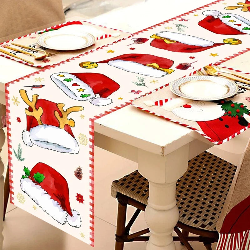 Christmas Table Runner Merry Christmas Decoration for Home Xmas Party Decor 2025 Navidad Notal Noel Ornament Happy New Year 2026