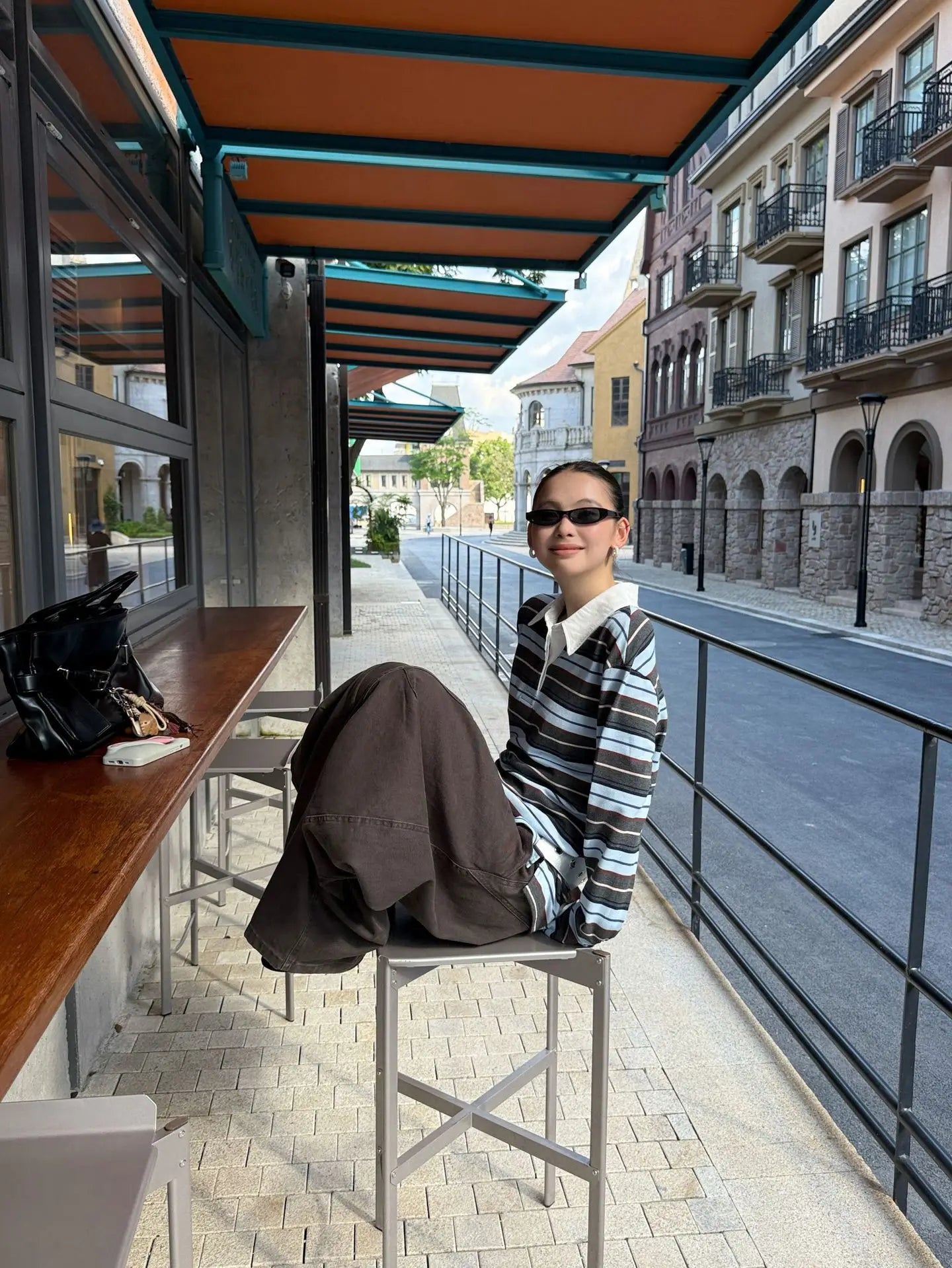 DEAT Fashion Splicing Silhouette Curved Jeans Women's High Waist Loose Wide Leg Denim Pants Autumn New 7A1005