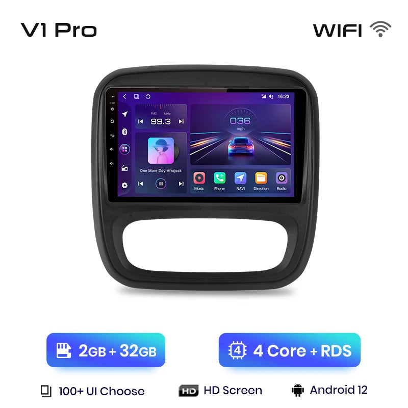 CarPlay Android Auto Autoradio pour Renault Trafic 3 2014 a 2021 et Opel Vivaro B de 2014 à 2018