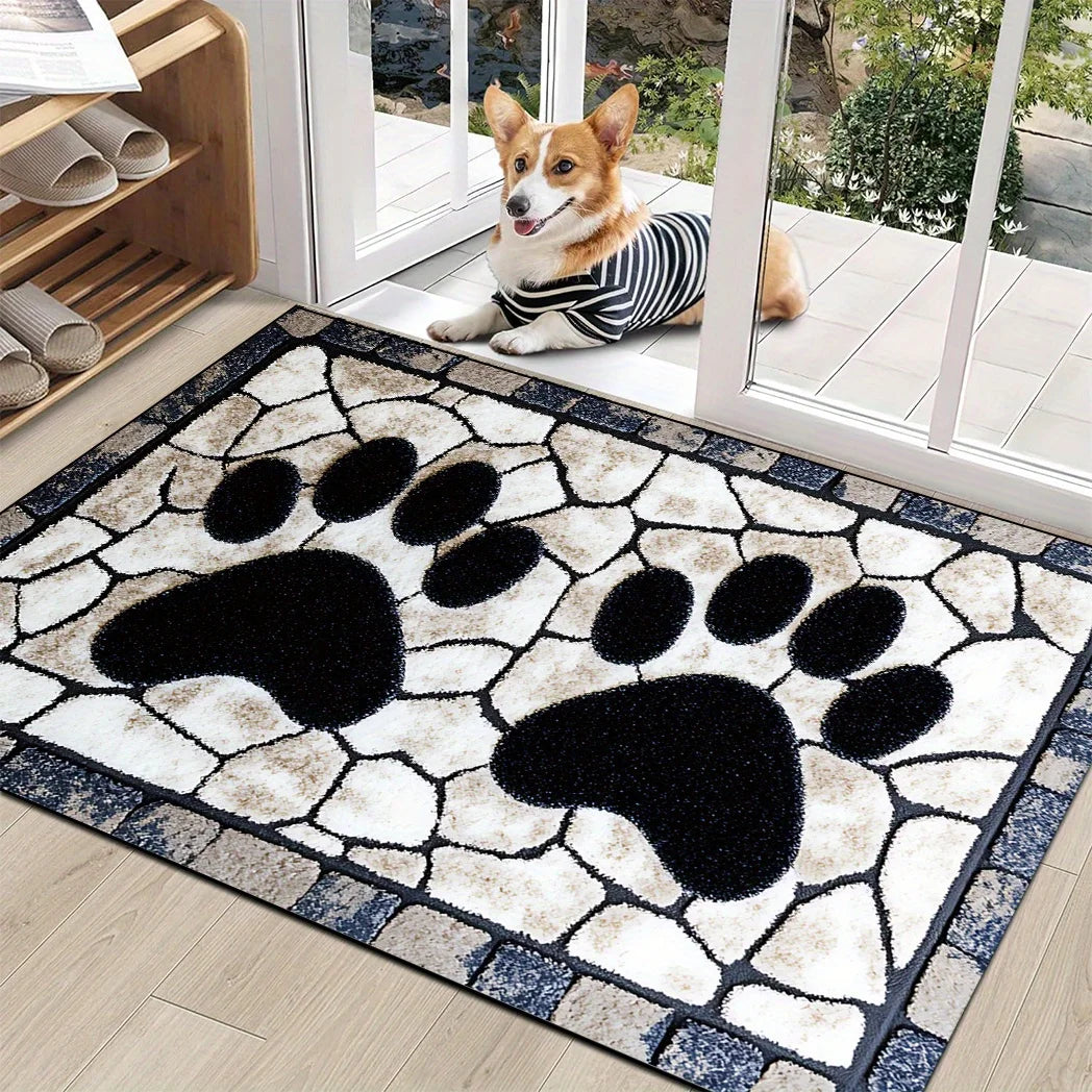 1pc Cute Door Mat Paw Printed Rectangular Door Mat with Silicone Base Sophisticated Bathroom Entry Adding A Touch of Elegance