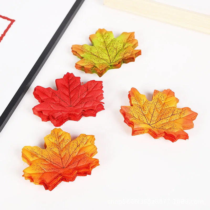 Yannew 500pcs Artificial Fall Maple Leaves Silk Leaf for Craft DIY Thanksgiving Wedding Party Decoration Autumn Home Table Decor