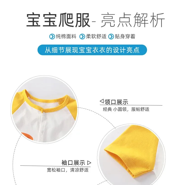 Summer Newborn Clothes Cute Cartoon Dinosaur Tiger Shark Lion Print Comfortable Baby Boys Girl 0-18Month Short Sleeved Jumpsuit