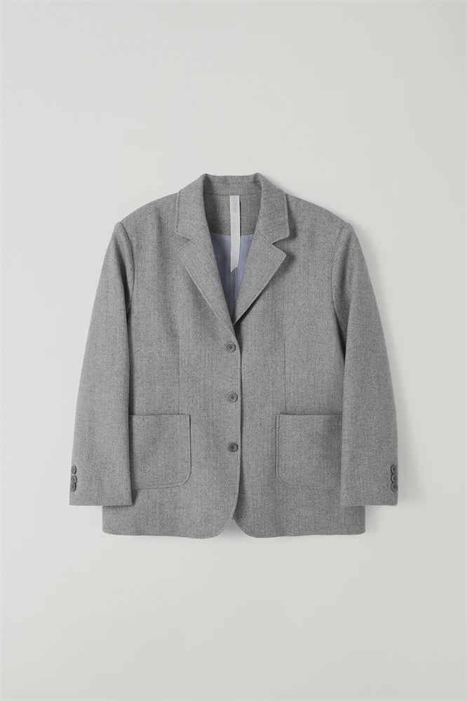 PREON Work Autumn New Tannat Casual Loose Manner Commuting Suit Jaet Long Sve Woolen Mid-Length Pure Color