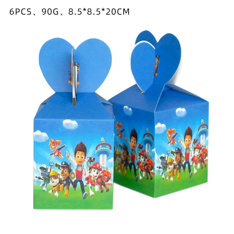 Paw Patrol Birthday Decoration Tableware Tablecloth Children Gift Candy Box Backdrop Dog Balloon Party Favors For Kids Birthday