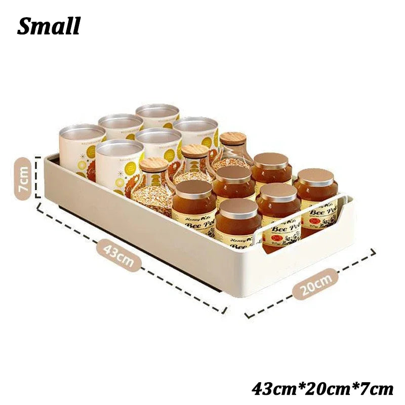 ZEXEF Kitchen Storage Box with Sliding Rail Pull-out Cabinet Storage Rack Spice Pantry Shelves Drawer Kitchen Organizer Basket