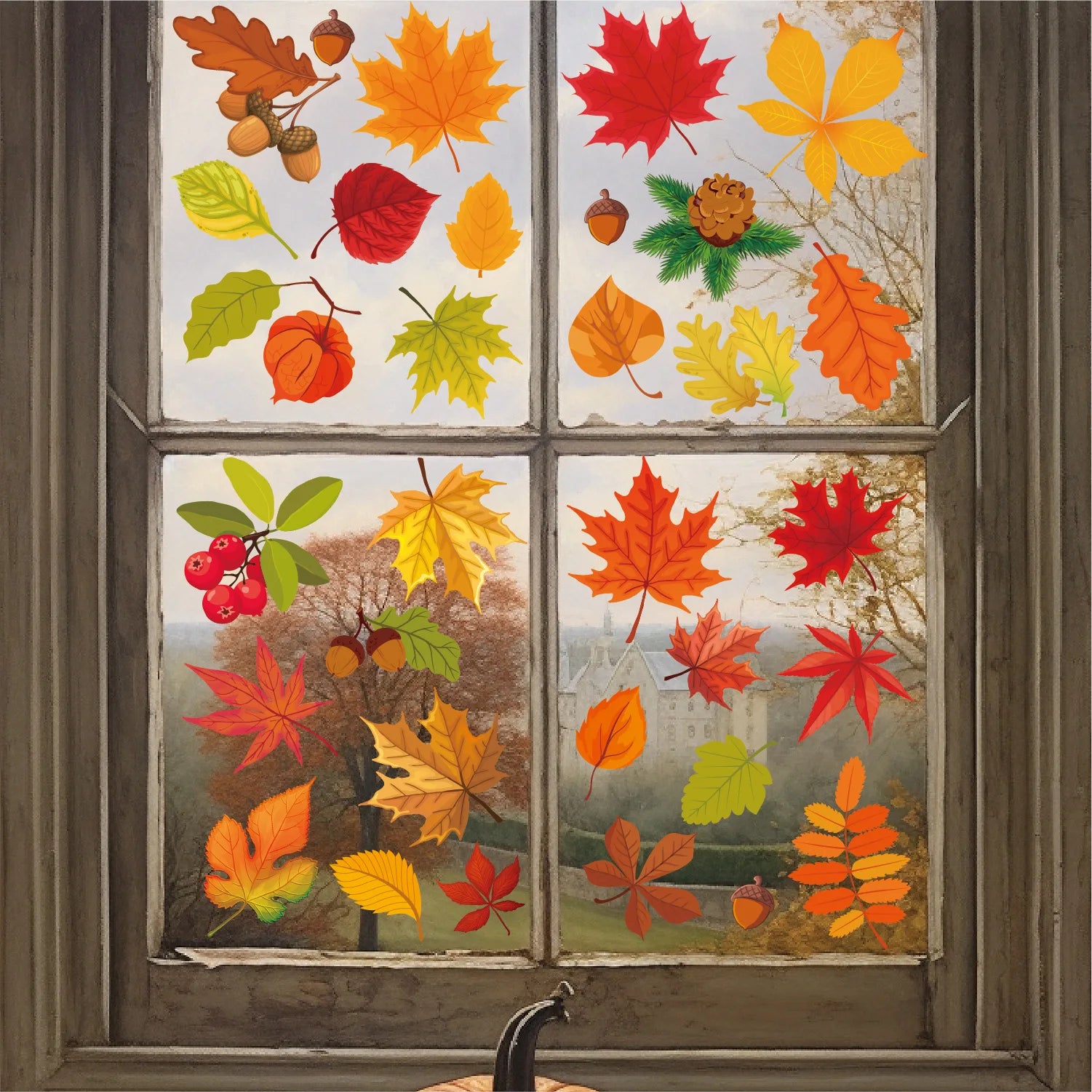Autumn Window Clings for Glass  Autumn Clings for Windows Fall Window Stickers Thanksgiving Autumn for Home Office Decorations