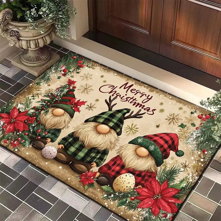 Christmas Tree Santa Claus Elk Christmas Entry Door Floor Mat Festive Decorations Carpet Bathroom Anti-slip Mat Entrance Doormat
