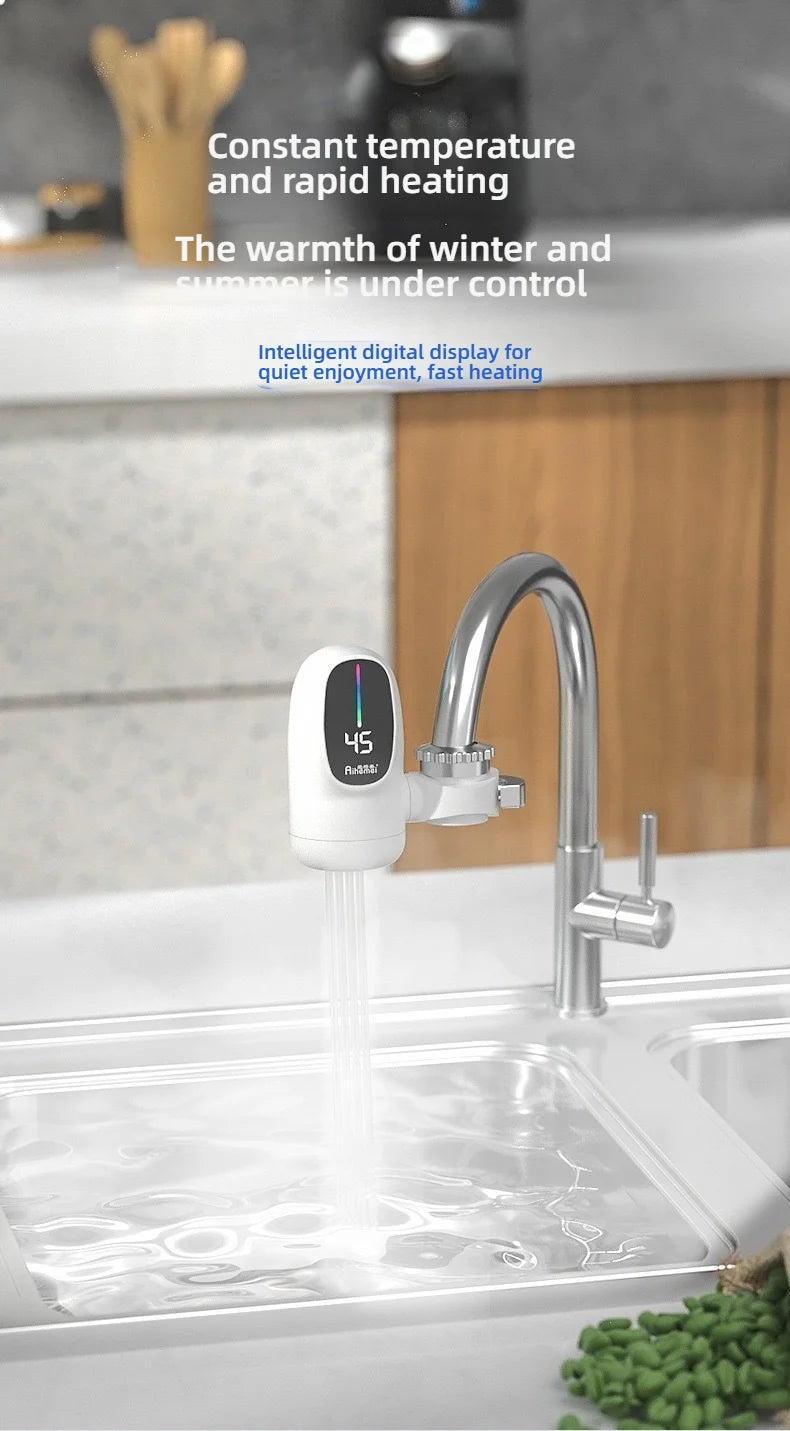 3000W Instant Hot Water Heater Faucet Electric Tankless for Kitchen Fast Heating Tap with Temperature Display
