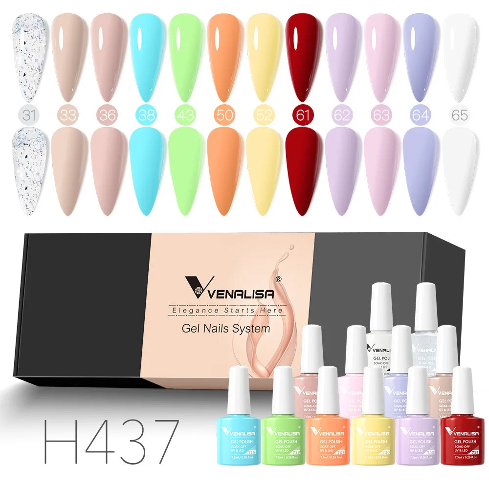 12pcs/kit Venalisa Vernis à ongles gel pigmentée Terre brune