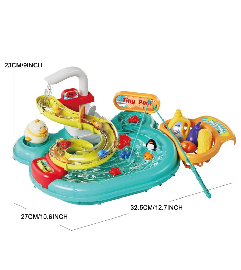 Kids Kitchen Sink Toys Electric Dishwasher Playing Toy With Running Water Pretend Play Food Fishing Toy Role Playing Girls Gift