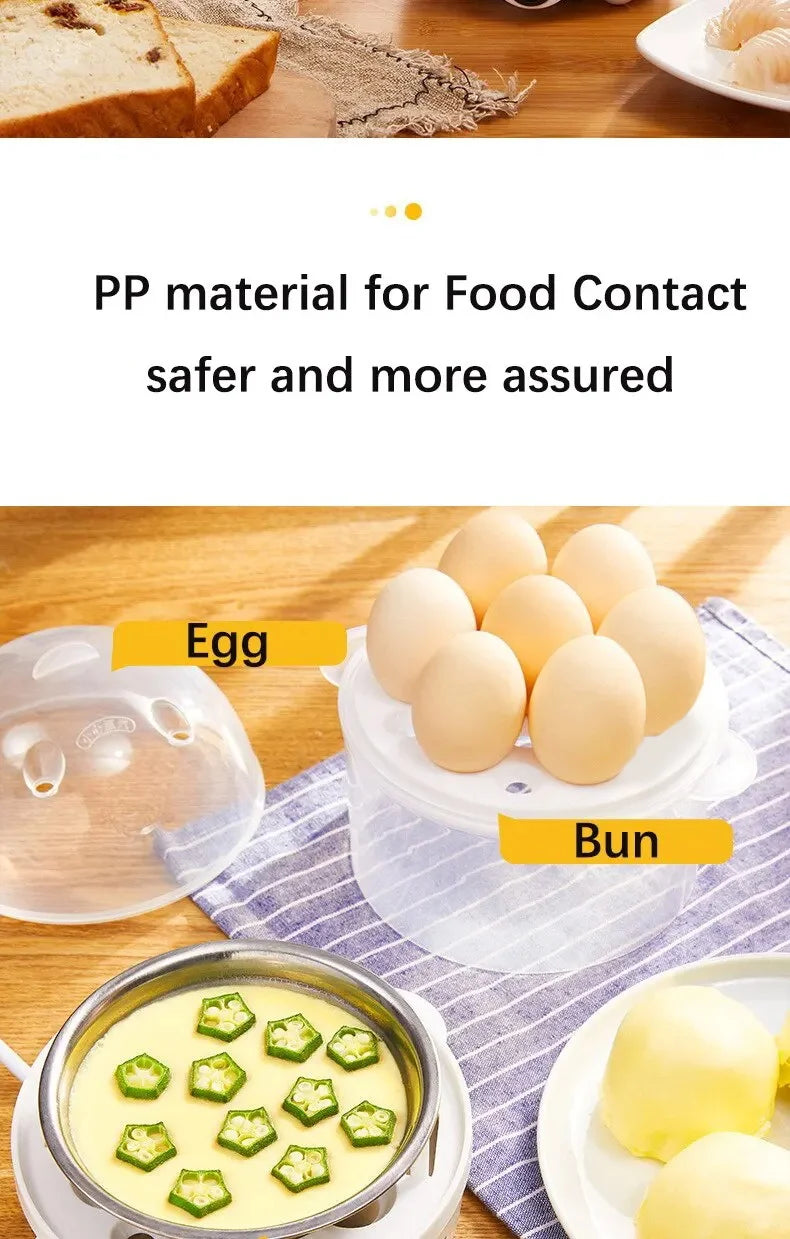 Egg Cooker Multifunctional Electric Egg Boiler Double Layers Egg Cooker Mini Steamer Poacher Kitchen Cooking Breakfast Machine