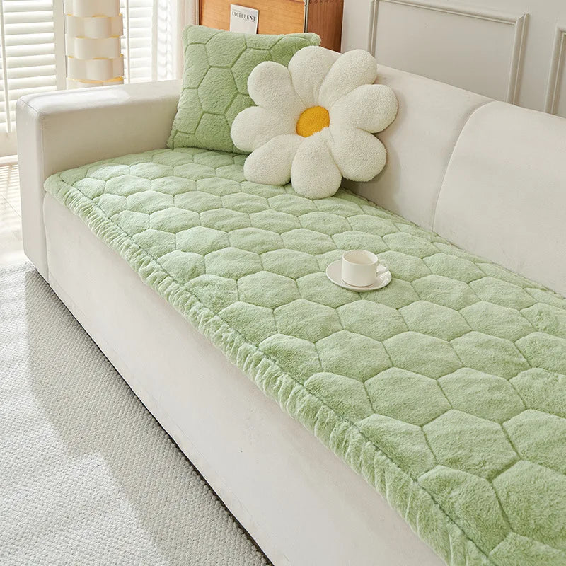 Nordic Thick Faux Mink Fur Sofa Cushion Autumn/winter Pet Friendly Non-Slip Sofa Cover Soft Furniture Protector for Living Room