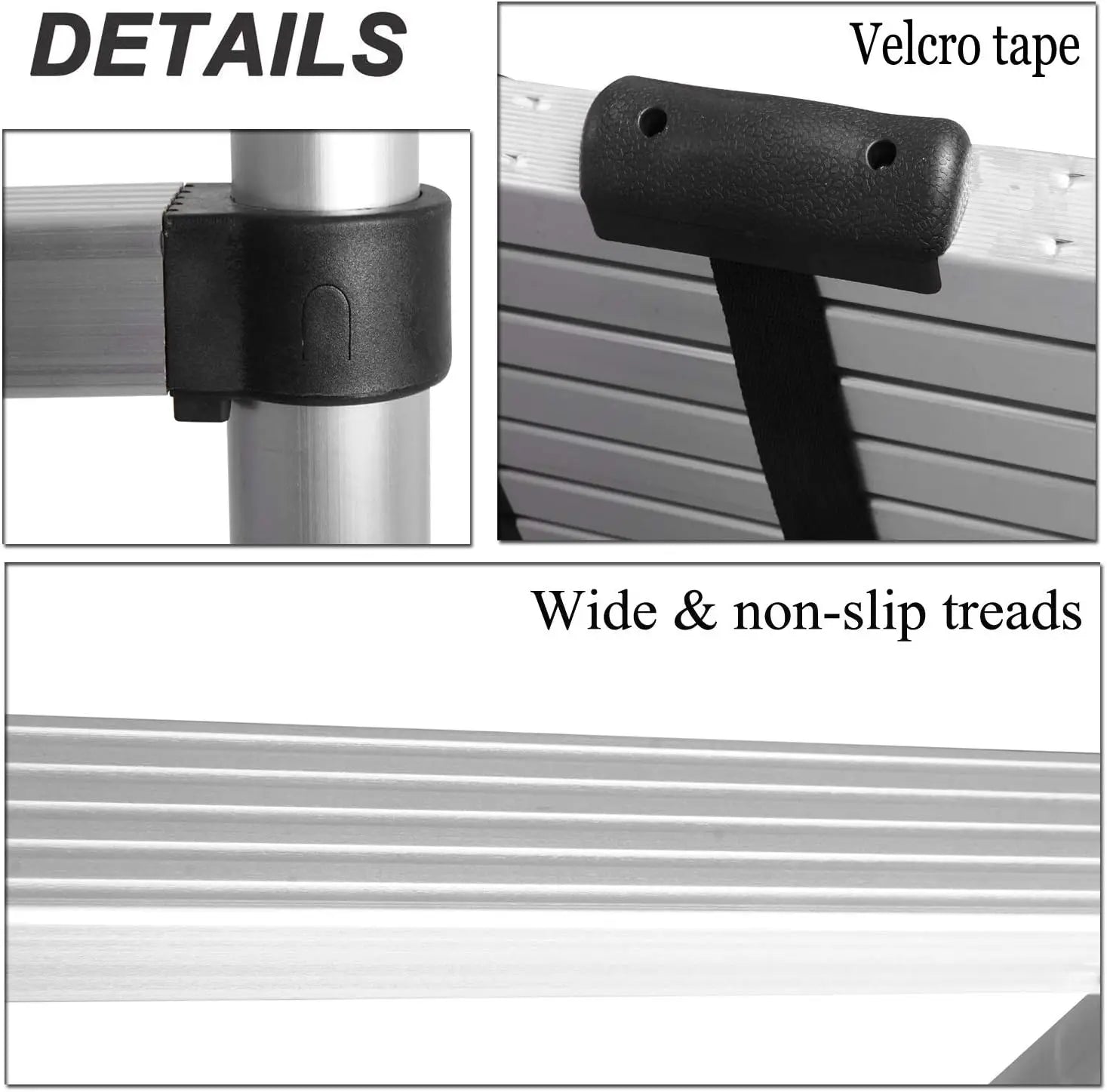 Telescopic Ladder 6.2m with Detachable Hooks & Extendable Steps, Folding Tall Loft Ladder with Non-Slip Feet Collapsible Ladder