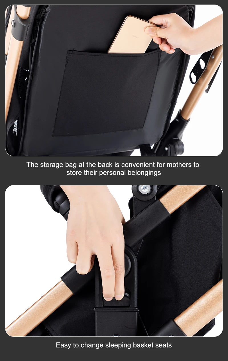 Poussette bébé 3-en-1 compacte, siège auto pour bébé, système de voyage portable pour bébé, poussette légère, poussette bidirectionnelle