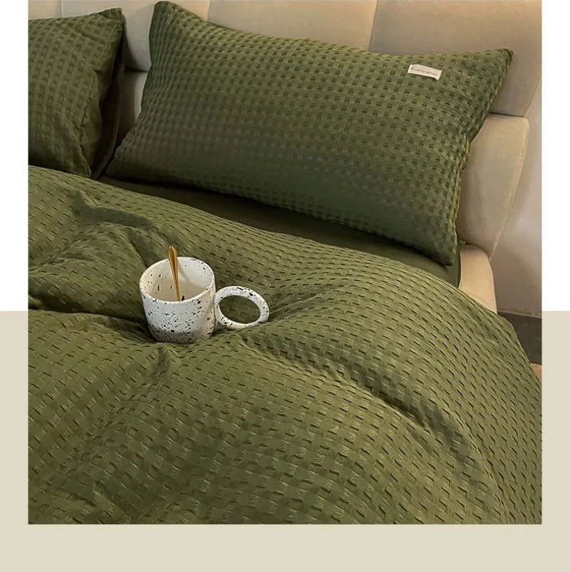 Solid color Duvet Cover set with Pillow Case Bed Sheet Olive Green Quilt Covers Boy Kid Teen Girl Bedding Linens Set King Queen