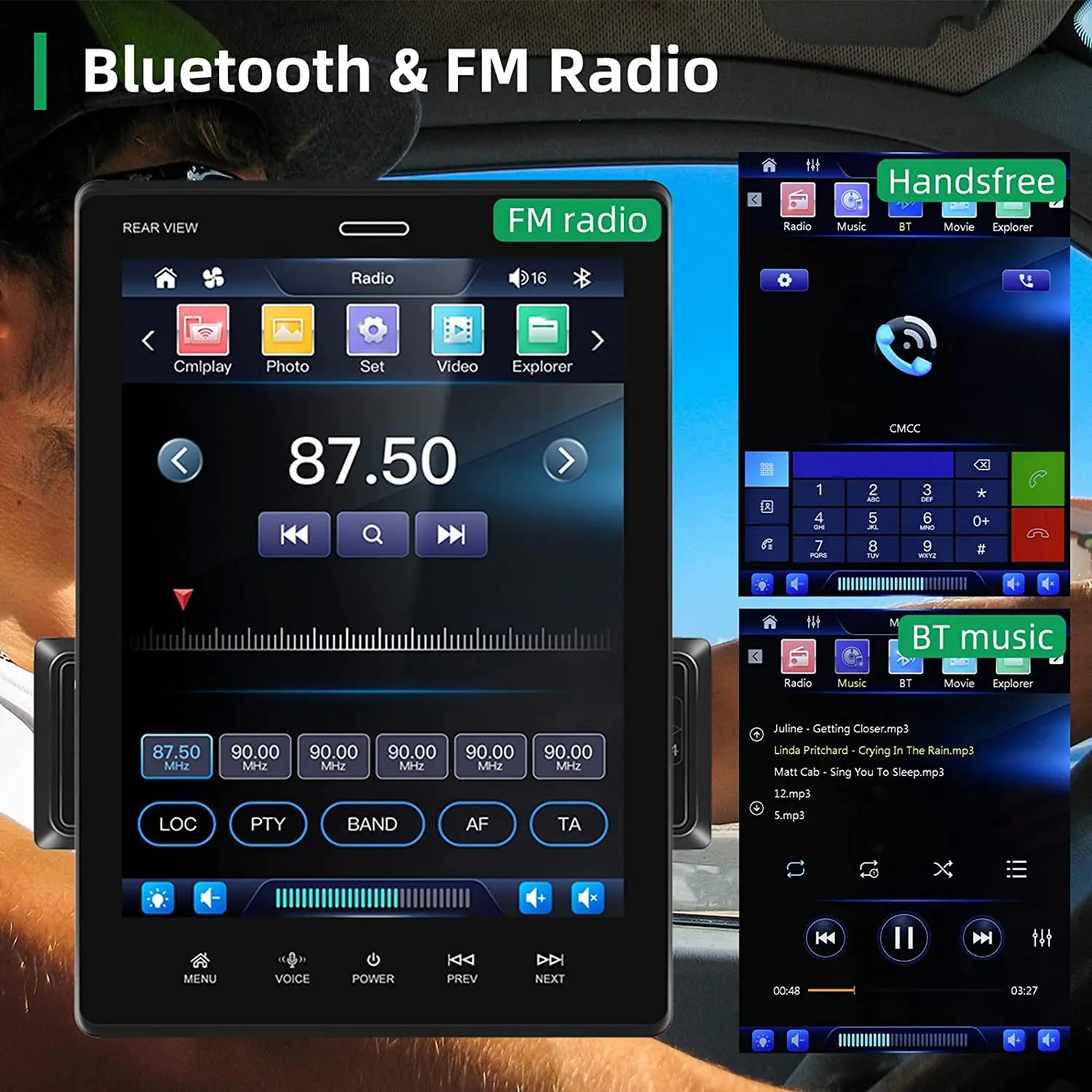 ESSGOO 10.4" Car Stereo Single DIN Wireless CarPlay Android Auto Rotatable Touch Screen Bluetooth GPS Nav Radio Player Head Unit