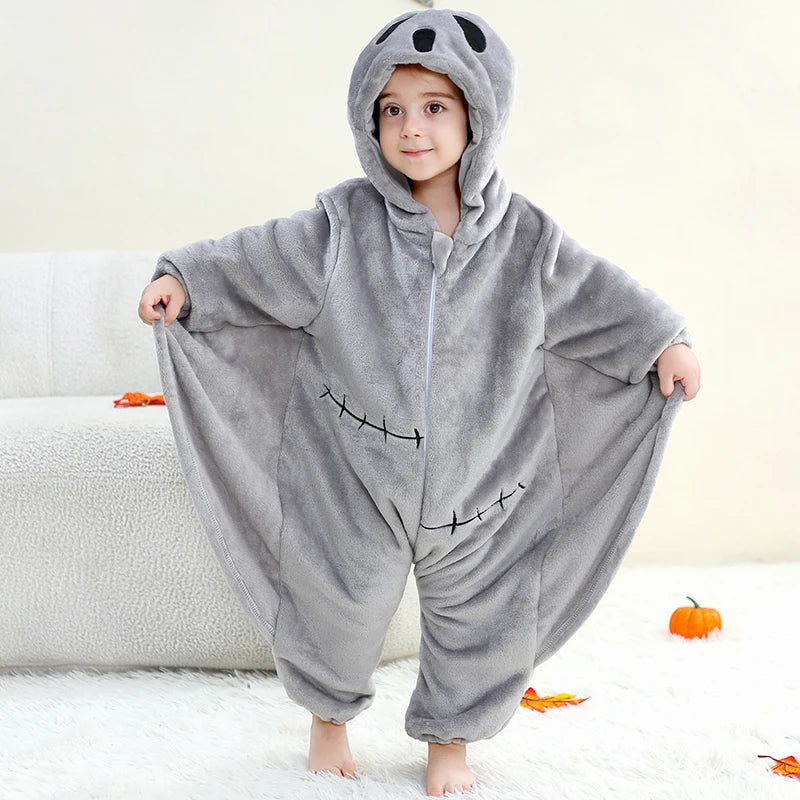 Winter Baby Rompers Baby Pijamas Halloween Ghost Bat Shark Deer Animal Cartoon Hooded Jumpsuits Cosplay Costume Boys Girl Pajama