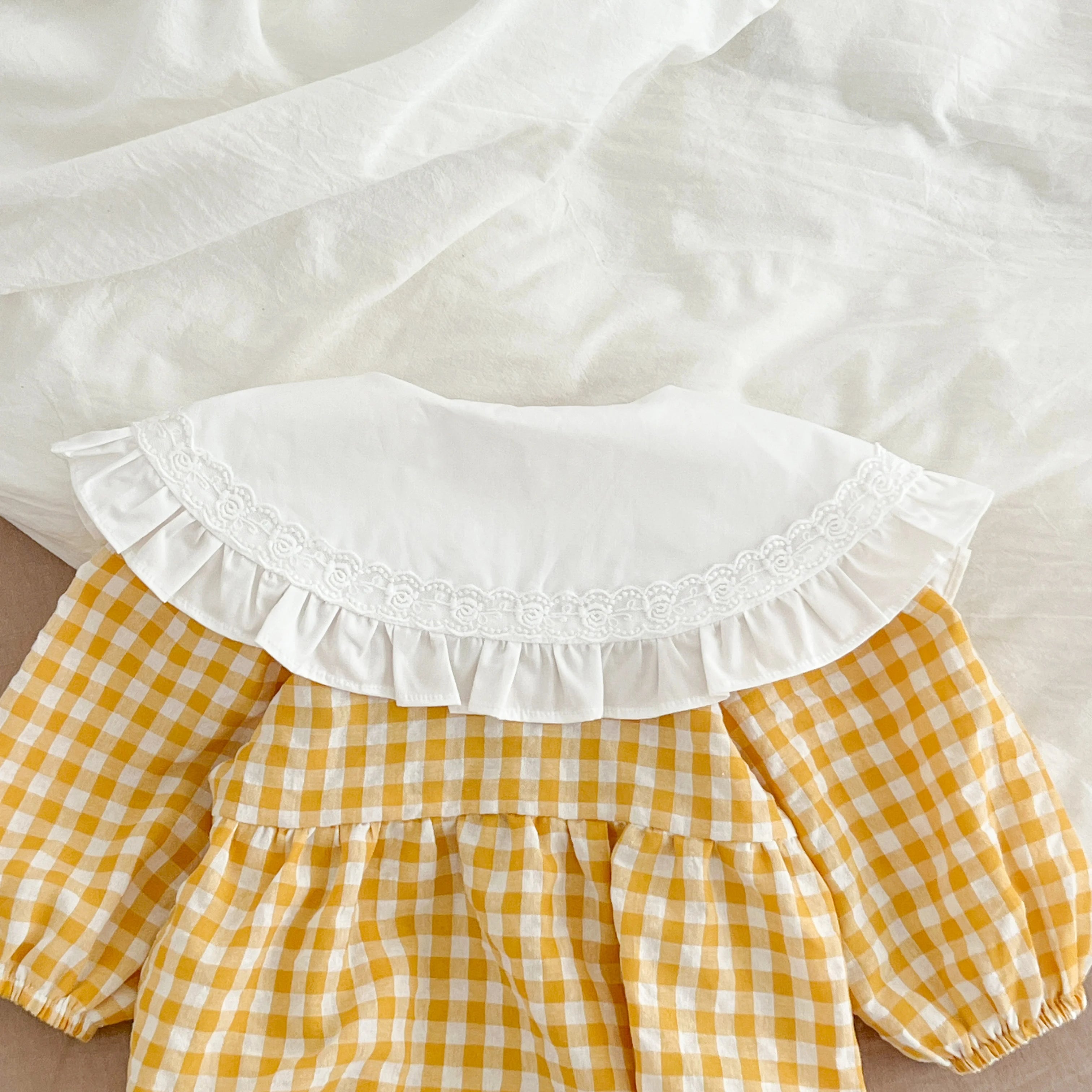 Christmas Infant Baby Girl Romper Autumn Winter Newborn Baby Girl Children Clothes Red Plaid Lapel Long Sleeved Newborn Romper