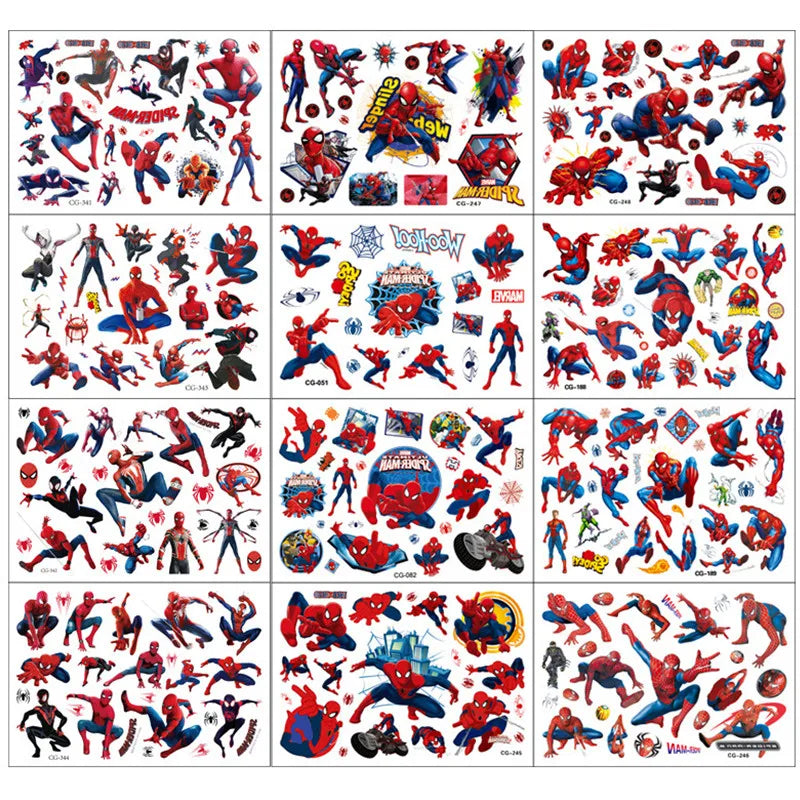 Anime Spider Stickers Kawaii Spiderman DIY Tattoo Stickers Cartoon Tattoo Stickers Decoration Children Gifts