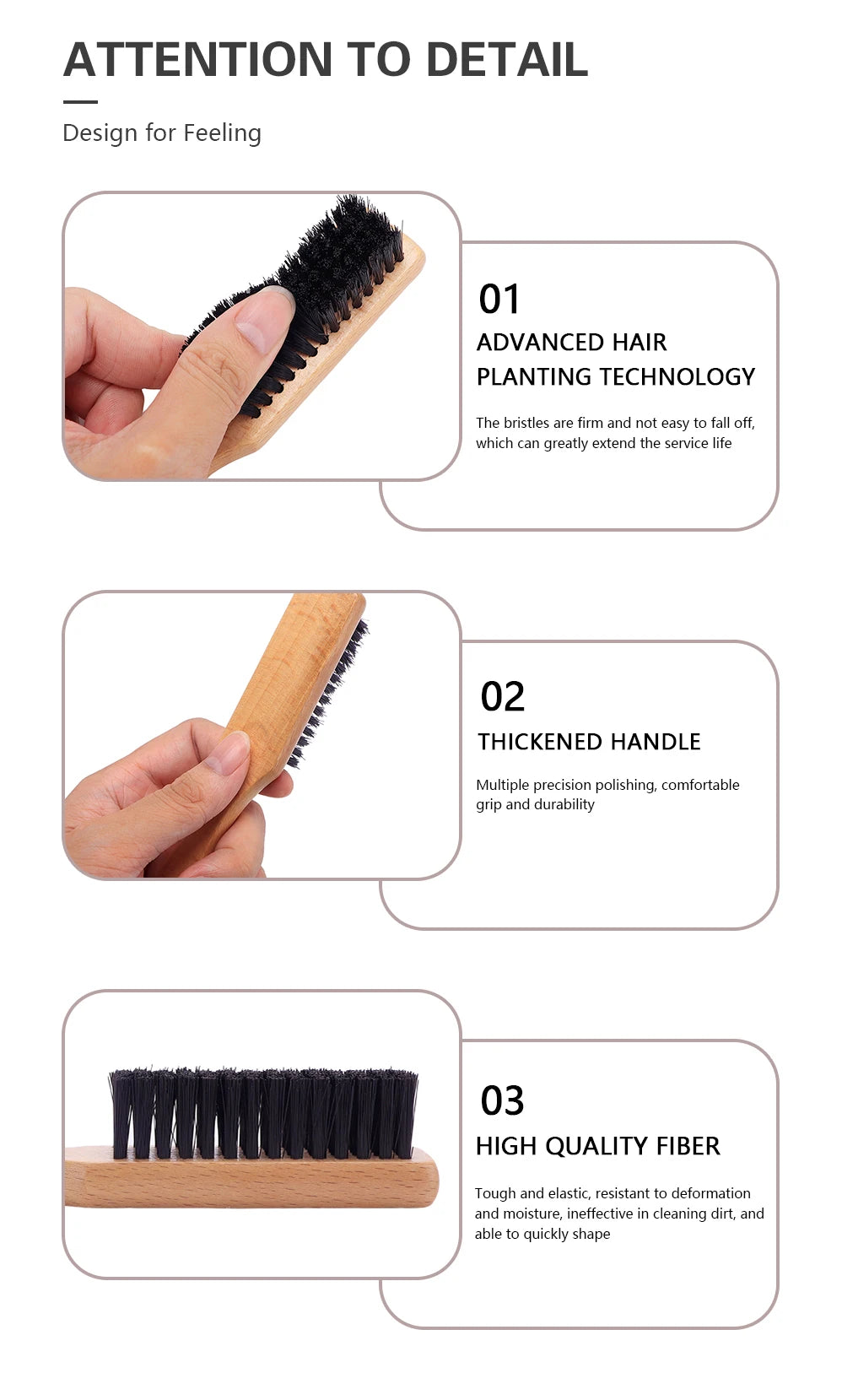 Brosse en bois Cou doux Visage Brosse à cheveux