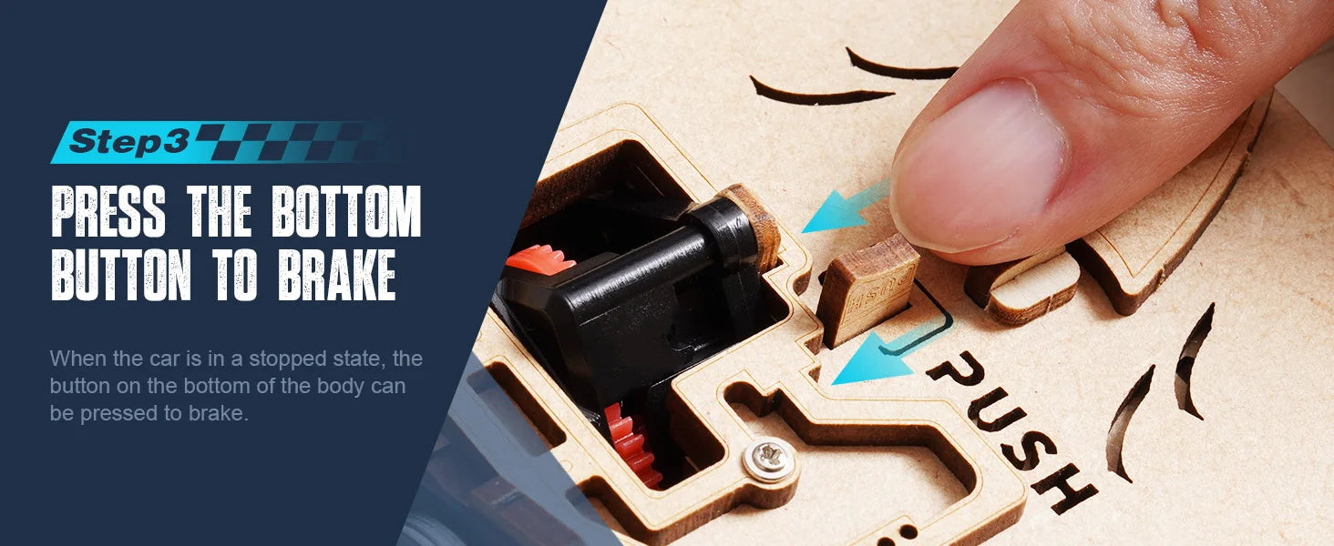 Robotime Rokr 3D Wooden Racing Car Puzzle DIY Model Kit for Adults & Teens, Mechanical Roaring Engine, 8-10M Forward Movement