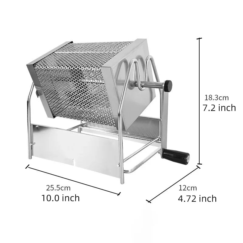 1pc Coffee Bean Roaster Hand Crank Open Flame Stainless Steel Rotary Cage Home Raw Bean Roasters No Heat Source