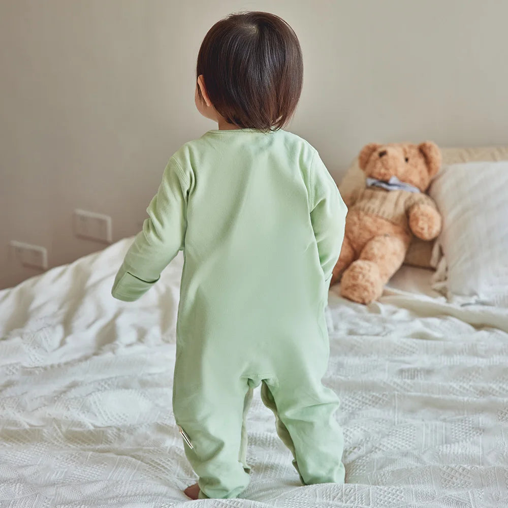 Baby Romper For 3-12Months Spring Thin 1.0Tog Jumpsuit Baby One-Piece Pajamas Soft Split-Leg Sleepwear Easy To Change Diaper