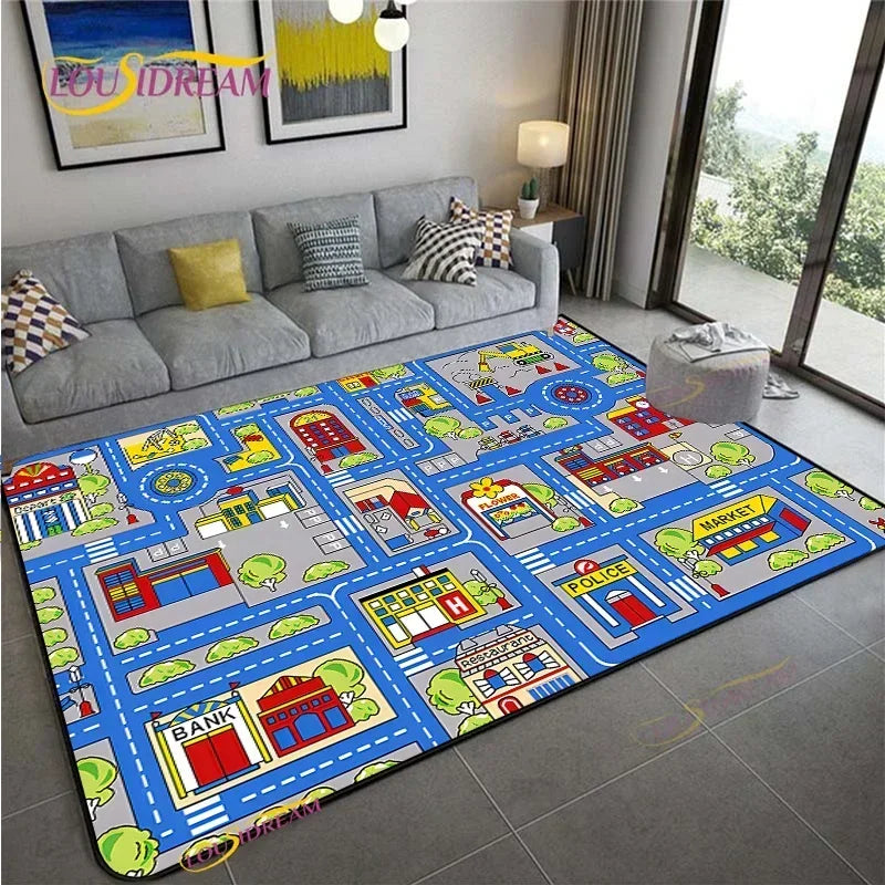 Alfombra Road Traffic Rout Map Carpet Living Room Sofa Coffee Table Bedroom Rugs Kitchen Kid Play Anti-slip floor Mat Home Decor