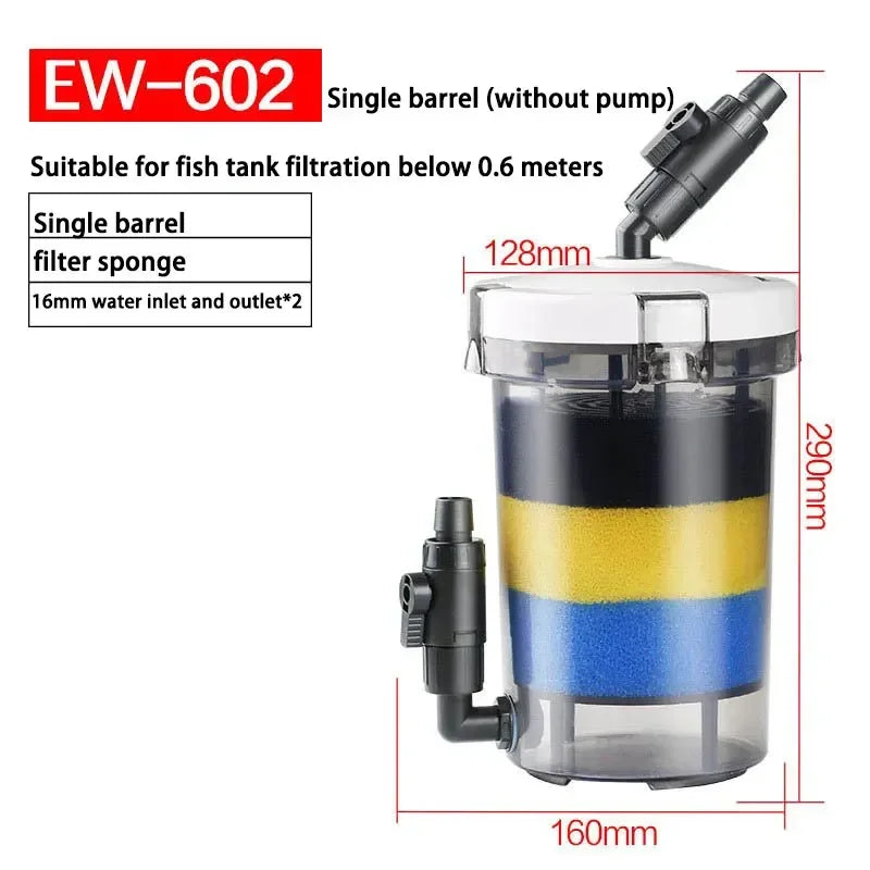 SUNSUN Outside Filter Barrel Silent Filter Barrel Aquarium Filter Pump Fish tank External Filter Fish Tank Accessories HW-602B