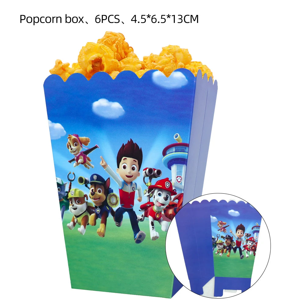 Paw Patrol Birthday Decoration Tableware Tablecloth Children Gift Candy Box Backdrop Dog Balloon Party Favors For Kids Birthday