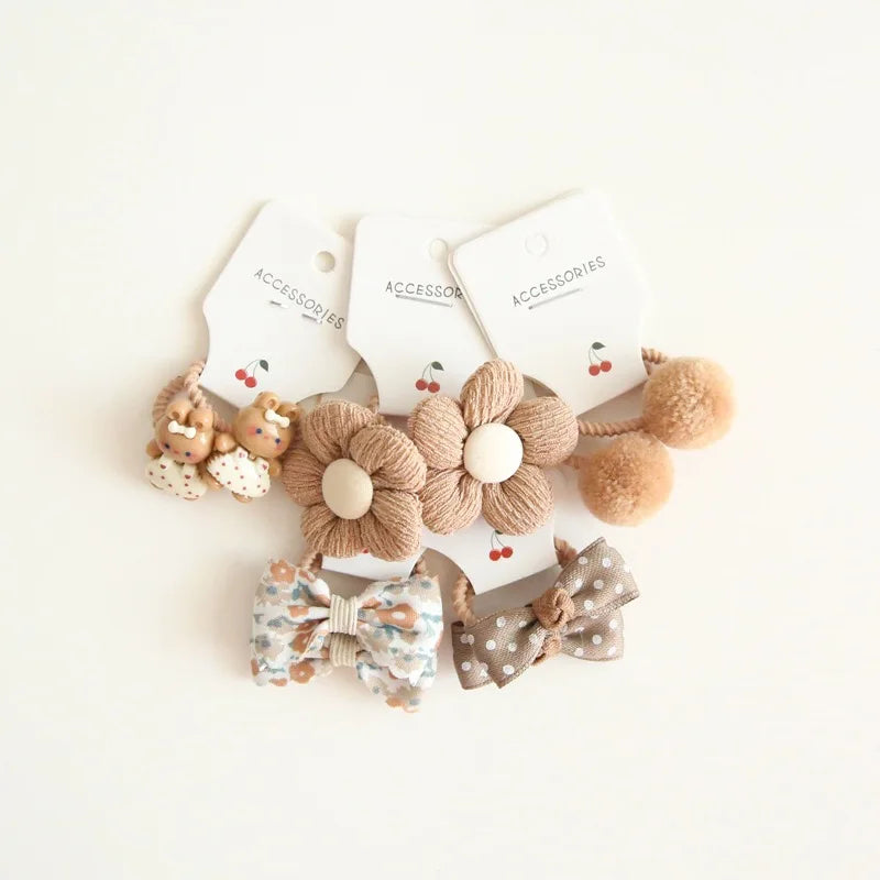 Elastic Hair Bow for Children, Children's Headwear, Hair Accessories for Girls, Cute Hair ties, Lovely Hair Rope, 10Pcs per Lot