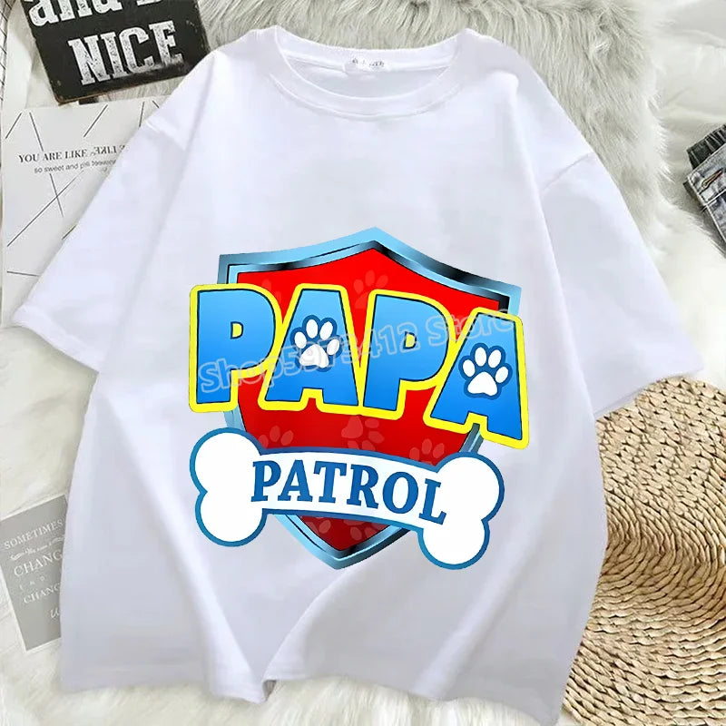 Paw Patrol T Shirts Mom Dad Cotton Tee Summer Short Sleeve Men Women Family Matching Clothes PAPA MAMA Birthday Party Funny Gift