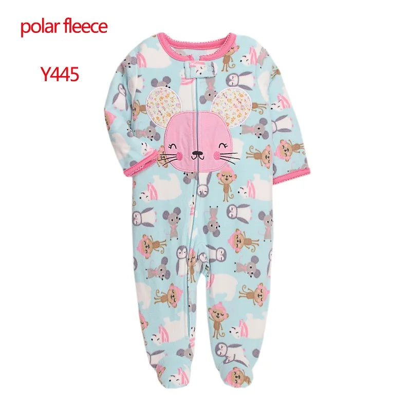 Newborn Baby Boy Girl Overalls Spring Autumn Polar Fleece Infant Baby Boy Romper Cute Animal Toddler Girl Pajamas