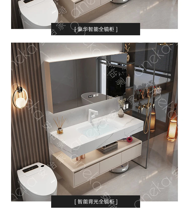 Armoire de salle de bain légère en bois massif, toilettes de rangement Vintage, vanité de salle de bain, miroirs de maquillage, meubles Para Banheiro