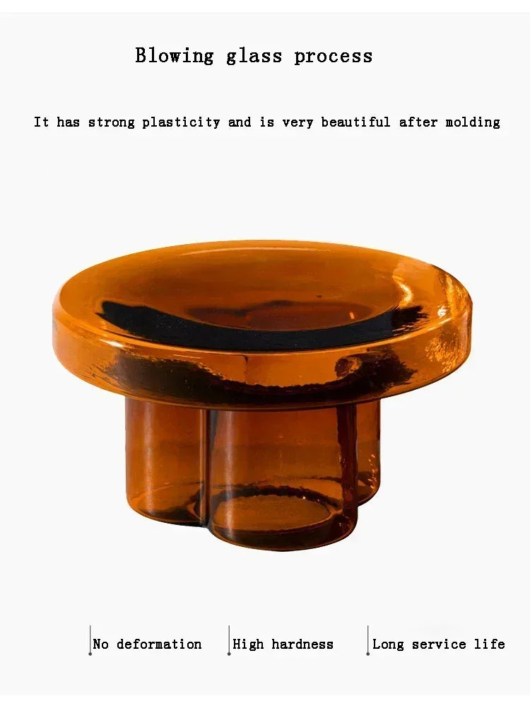 Verre Transparent café moderne rond chevet nordique pétale côté salon meubles créatifs Table ronde