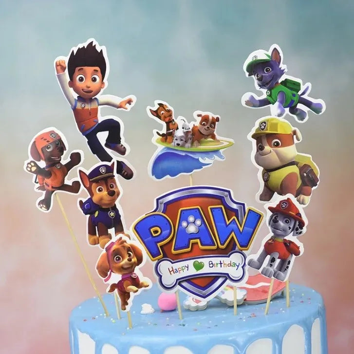 PAW Patrol Cake Topper Anime Kids Favor Party Cake Topper Cupcake Topper for Kid Birthday Decorations Baby Shower Supplies Gift