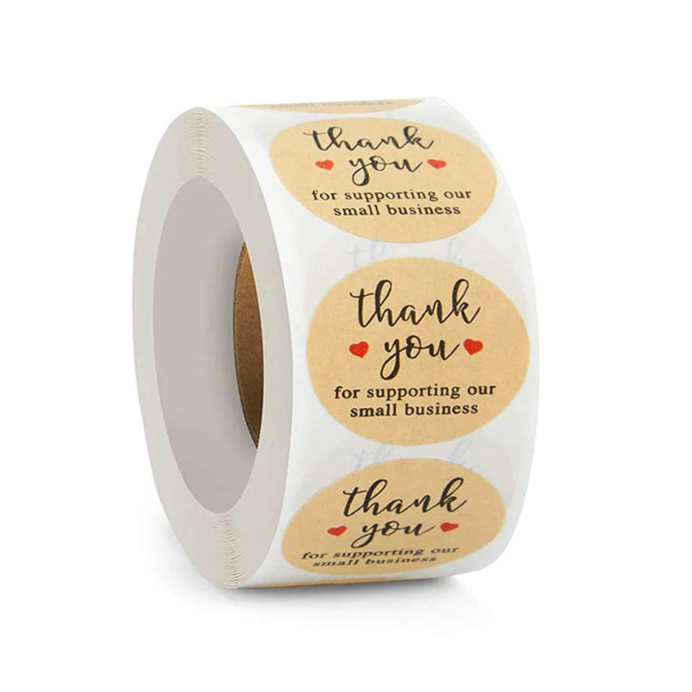 100-500pcs Thank You for Supporting My Small Business Stickers Thank You Stickers Labels Seals Kraft Pink Black Labels For Shop
